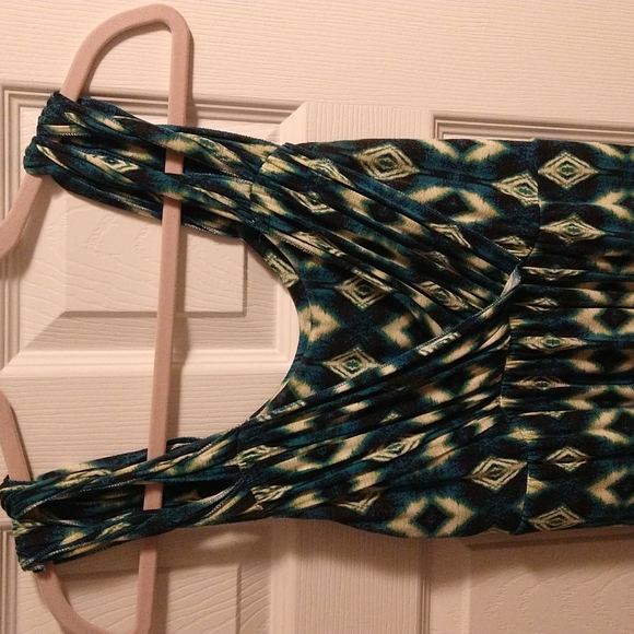 SOMA Sun Dress Medium Blue-green Black Cream - Picture 2 of 5